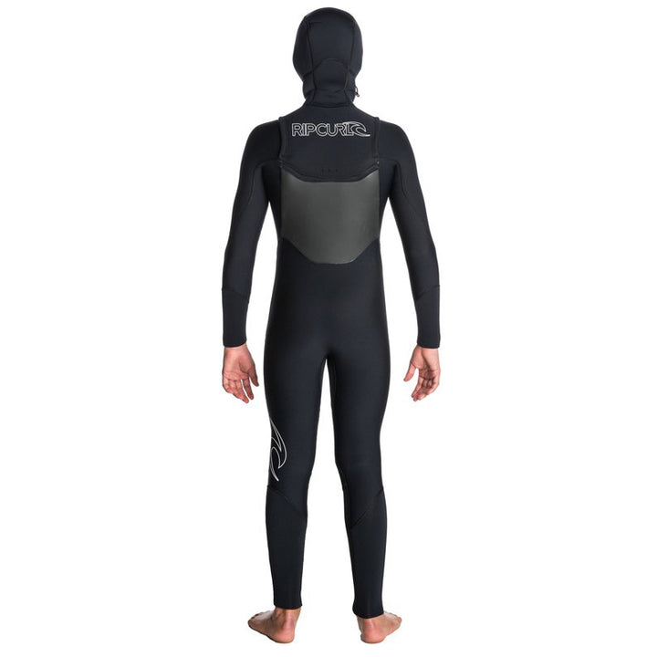 Rip Curl 5/4 Dawn Patrol Chest Zip Hooded Wetsuit - Boys' Black