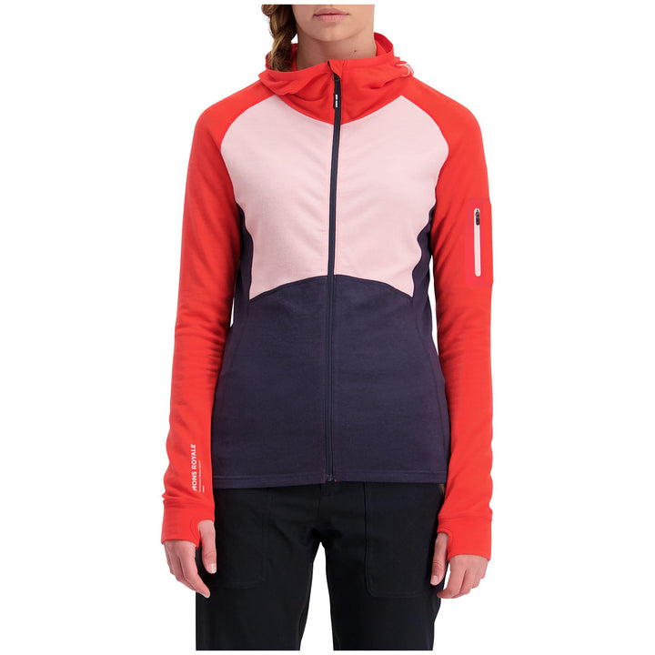 MONS ROYALE Ascend Midi Full Zip Hoodie - Women's 9 Iron/Poppy/Rosewater
