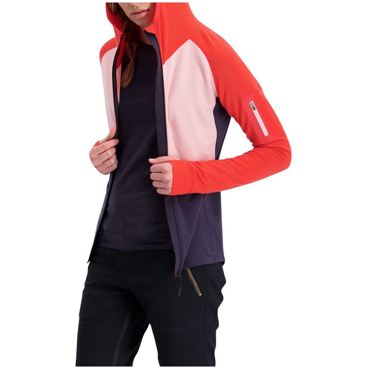 MONS ROYALE Ascend Midi Full Zip Hoodie - Women's 9 Iron/Poppy/Rosewater