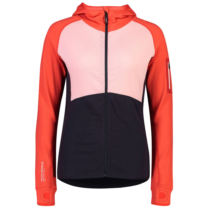 MONS ROYALE Ascend Midi Full Zip Hoodie - Women's 9 Iron/Poppy/Rosewater