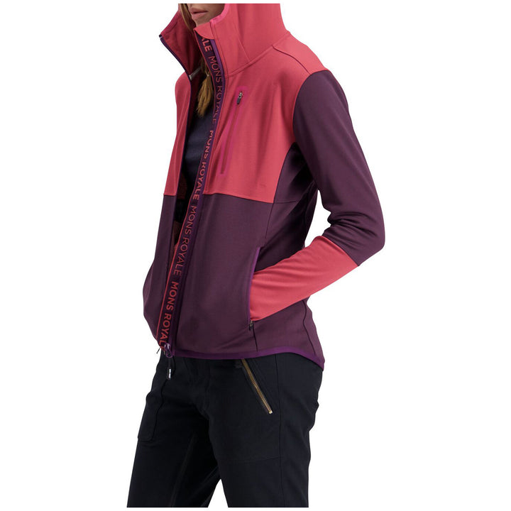 MONS ROYALE Approach Tech Mid Hoodie - Women's Eggplant/Rosewood