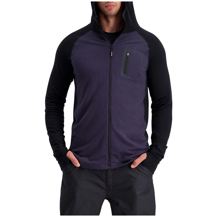 MONS ROYALE Traverse Midi Full Zip Hoodie Black/9 Iron