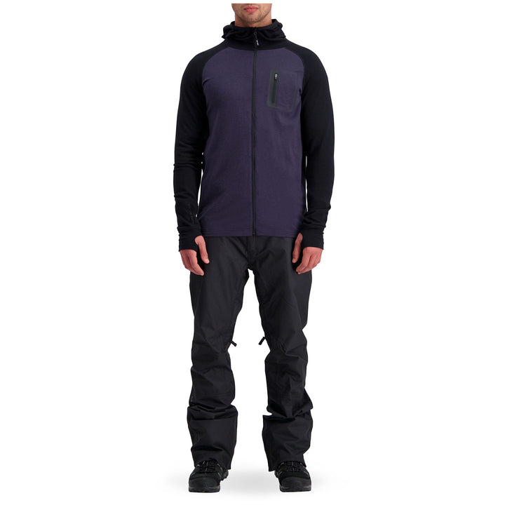 MONS ROYALE Traverse Midi Full Zip Hoodie Black/9 Iron
