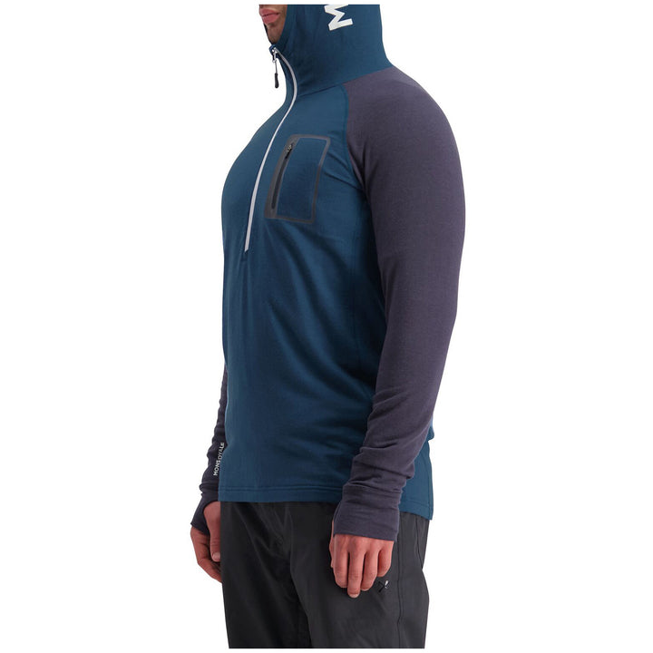 MONS ROYALE Traverse Midi Half Zip Hoodie Atlantic/9 Iron