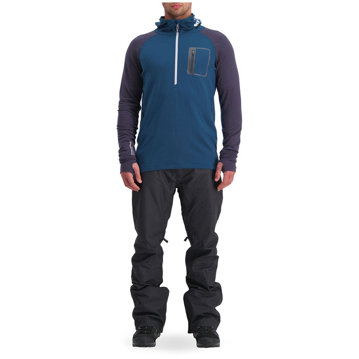 MONS ROYALE Traverse Midi Half Zip Hoodie Atlantic/9 Iron