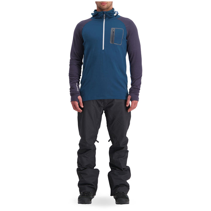 MONS ROYALE Traverse Midi Half Zip Hoodie Atlantic/9 Iron