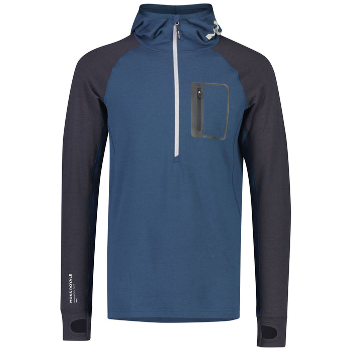 MONS ROYALE Traverse Midi Half Zip Hoodie Atlantic/9 Iron