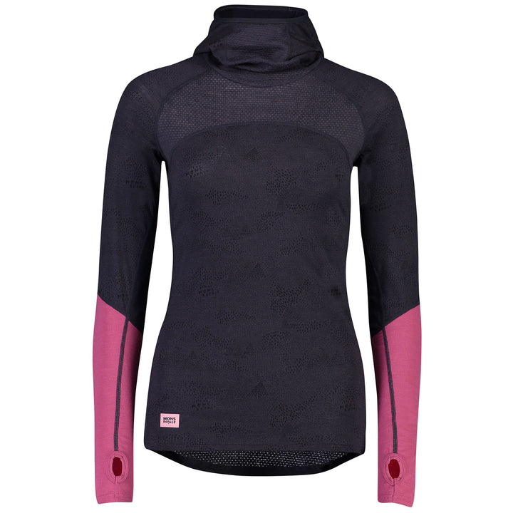 MONS ROYALE Bella Tech Flex Hood - Women's 9 Iron Micro/Rosewood