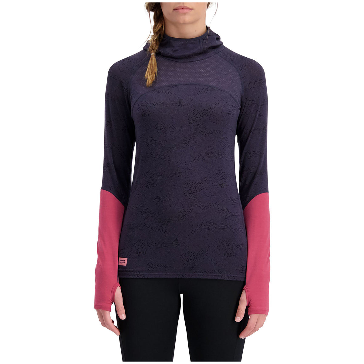 MONS ROYALE Bella Tech Flex Hood - Women's 9 Iron Micro/Rosewood