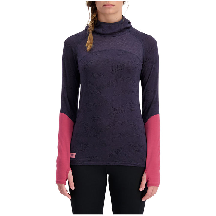 MONS ROYALE Bella Tech Flex Hood - Women's 9 Iron Micro/Rosewood