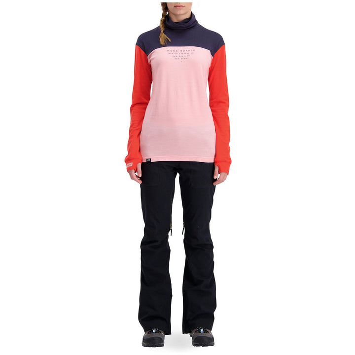 MONS ROYALE Yotei BF High Neck Top - Women's 9 Iron/Poppy/Rosewater