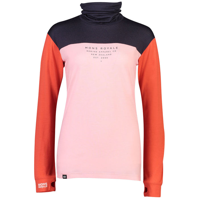 MONS ROYALE Yotei BF High Neck Top - Women's 9 Iron/Poppy/Rosewater