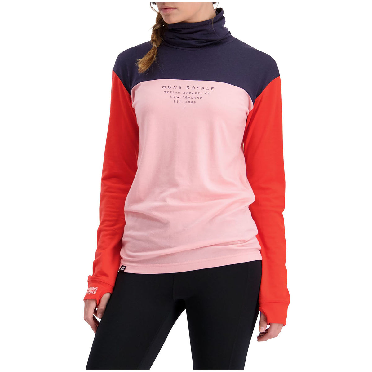 MONS ROYALE Yotei BF High Neck Top - Women's 9 Iron/Poppy/Rosewater