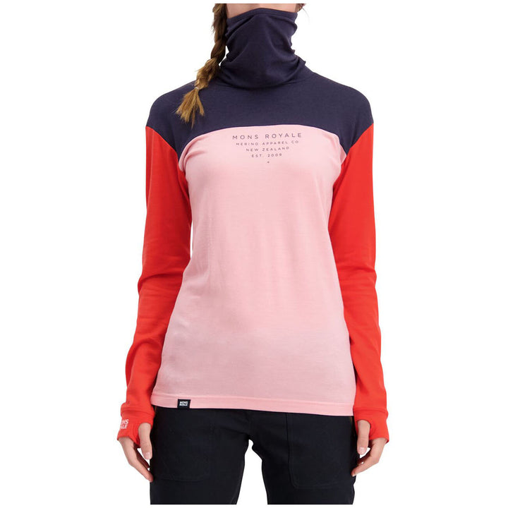 MONS ROYALE Yotei BF High Neck Top - Women's 9 Iron/Poppy/Rosewater