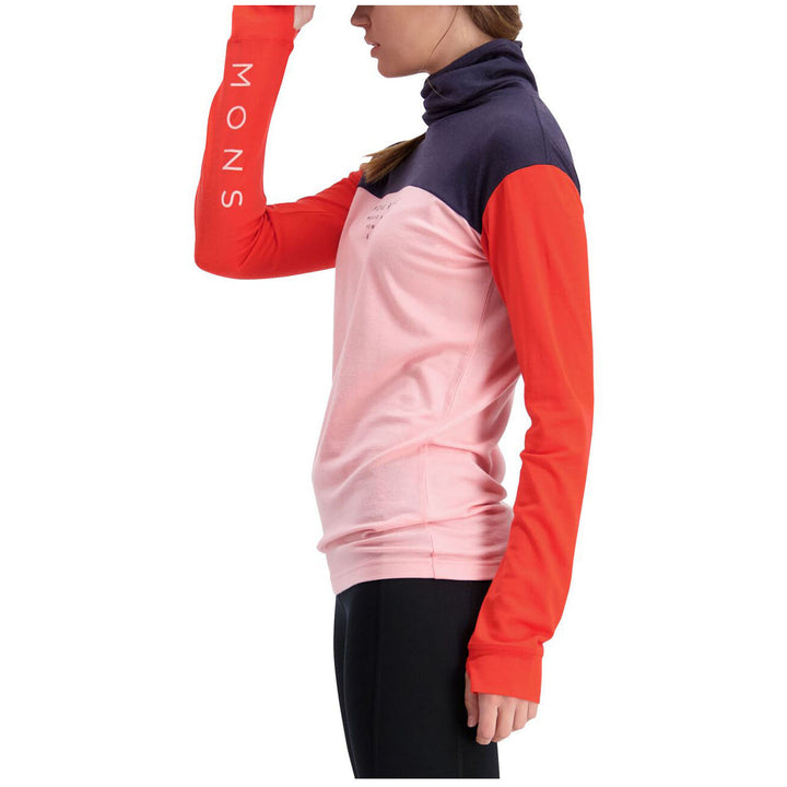 MONS ROYALE Yotei BF High Neck Top - Women's 9 Iron/Poppy/Rosewater