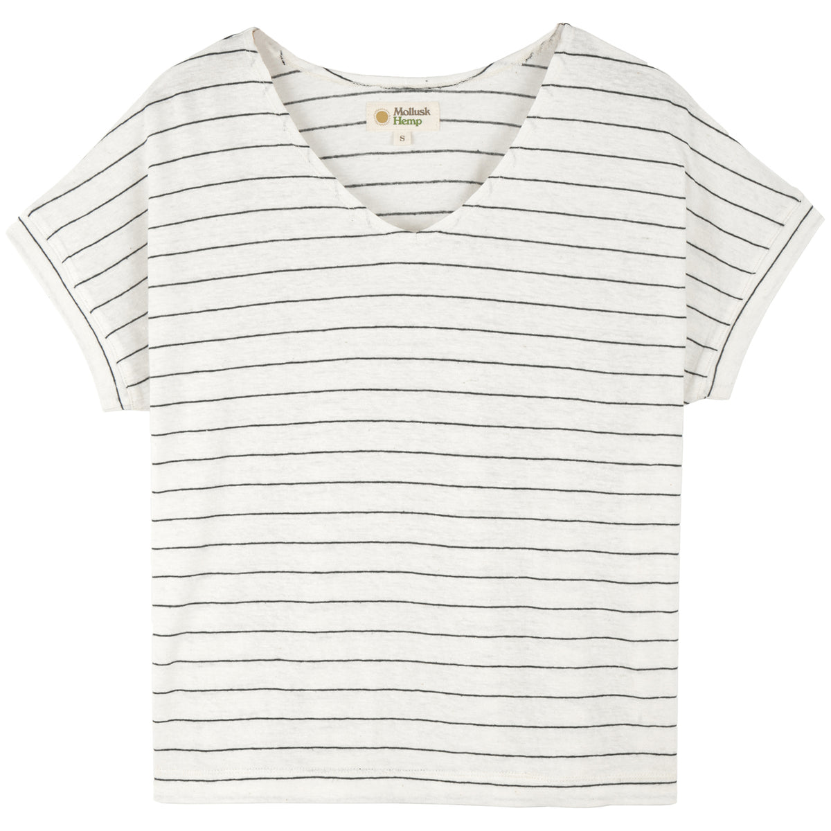 Mollusk Hemp Stripe V-Neck T-Shirt - Women's Natural/Indigo