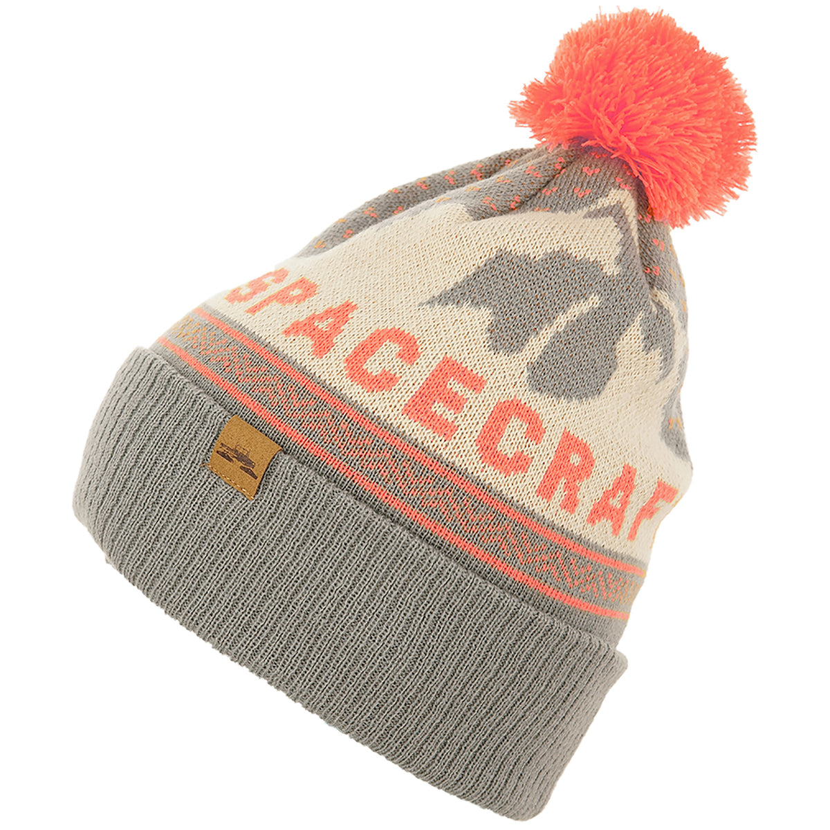 Spacecraft Mountain Pom Beanie Gray/Coral