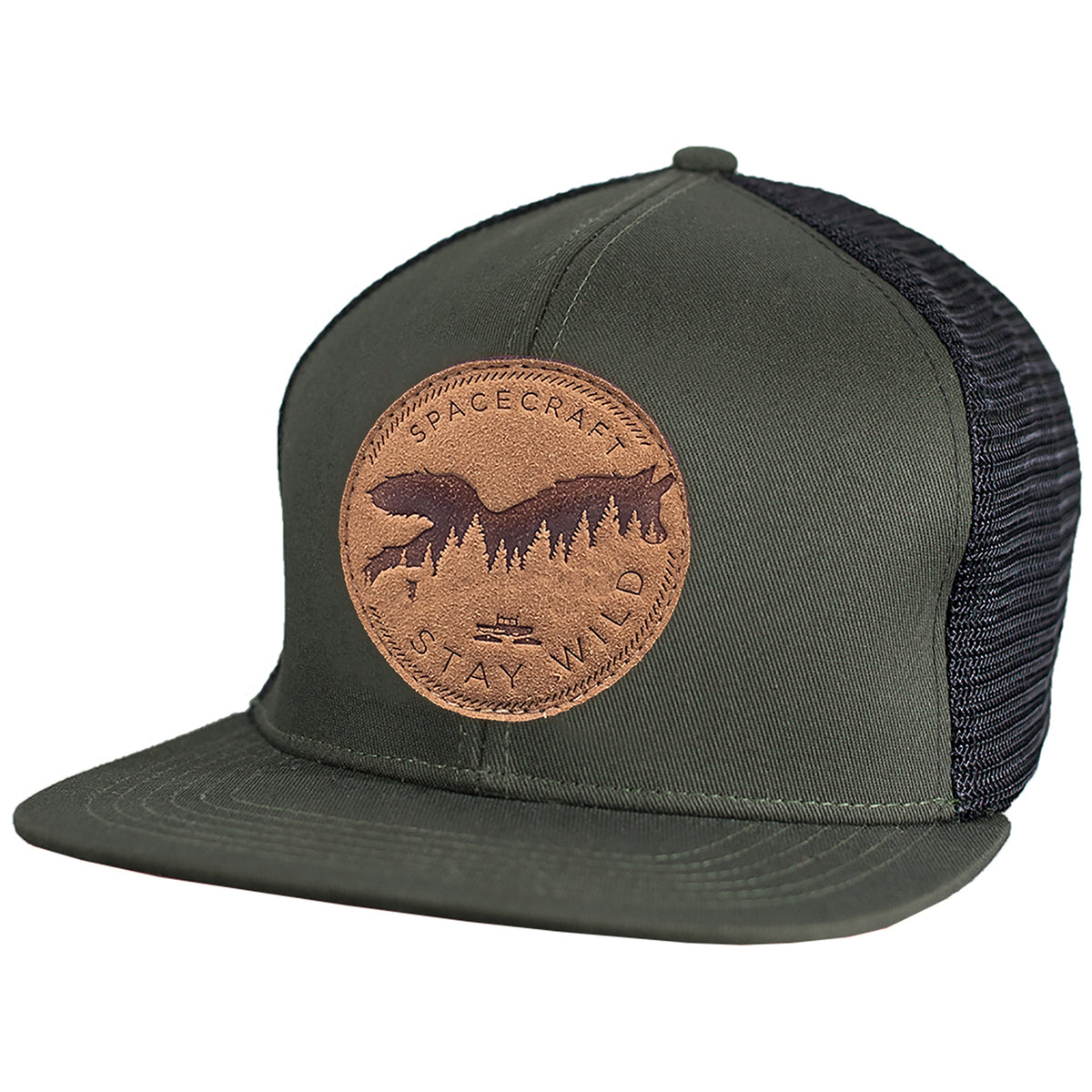 Spacecraft Wild Flat Brim Trucker Hat Olive - Coyote