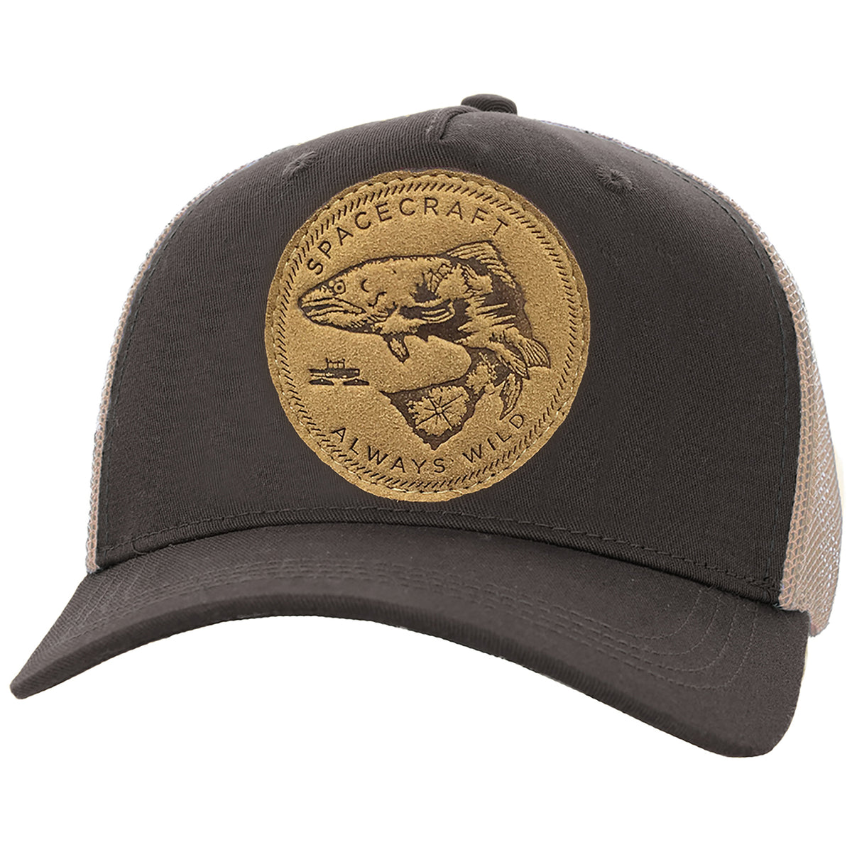 Spacecraft Wild Curved Brim Trucker Hat Gray - Trout