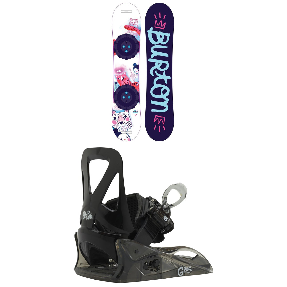 Burton Chicklet Snowboard - Girls' + Burton Grom Snowboard Bindings - Little Kids' 2020