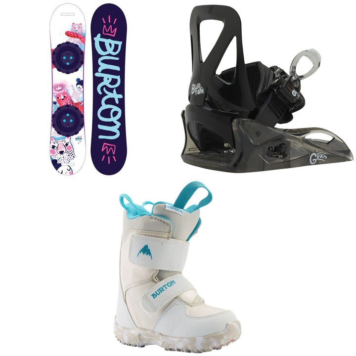 Burton Chicklet Snowboard - Girls' + Grom Snowboard Bindings - Little Kids' + Mini Grom Snowboard Boots - Little Kids' 2021