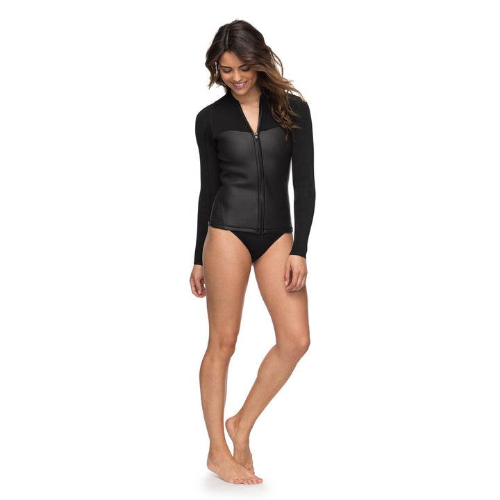 Roxy 1mm Satin Front Zip Long Sleeve Wetsuit Jacket - Women's Black