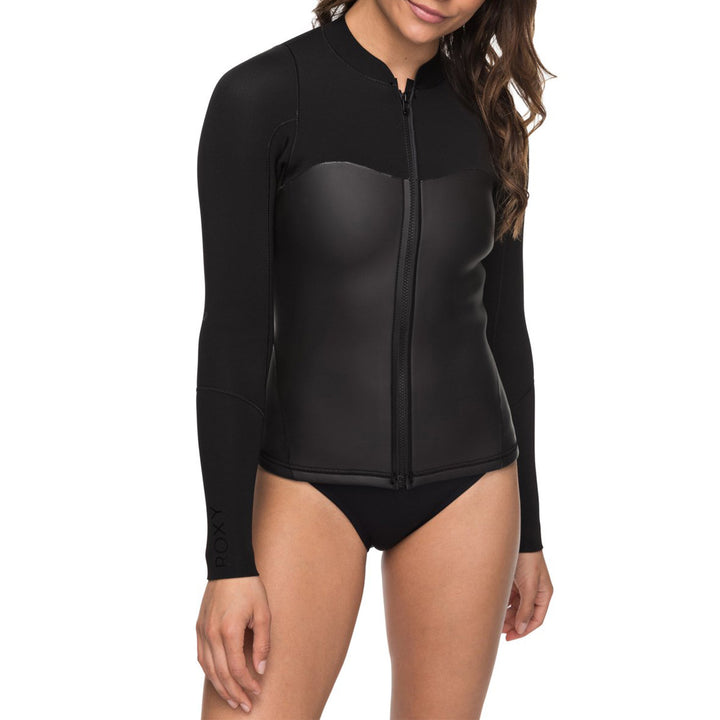 Roxy 1mm Satin Front Zip Long Sleeve Wetsuit Jacket - Women's Black