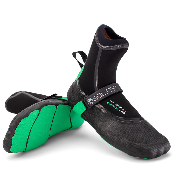 Solite 3mm Custom Pro Wetsuit Booties Black/Green