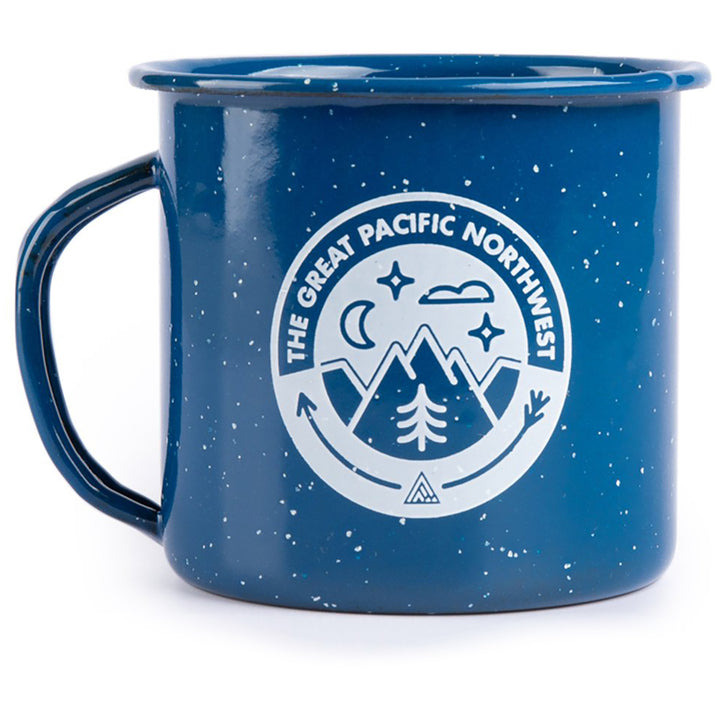 The Great PNW Campout Enamel Mug Royal Blue