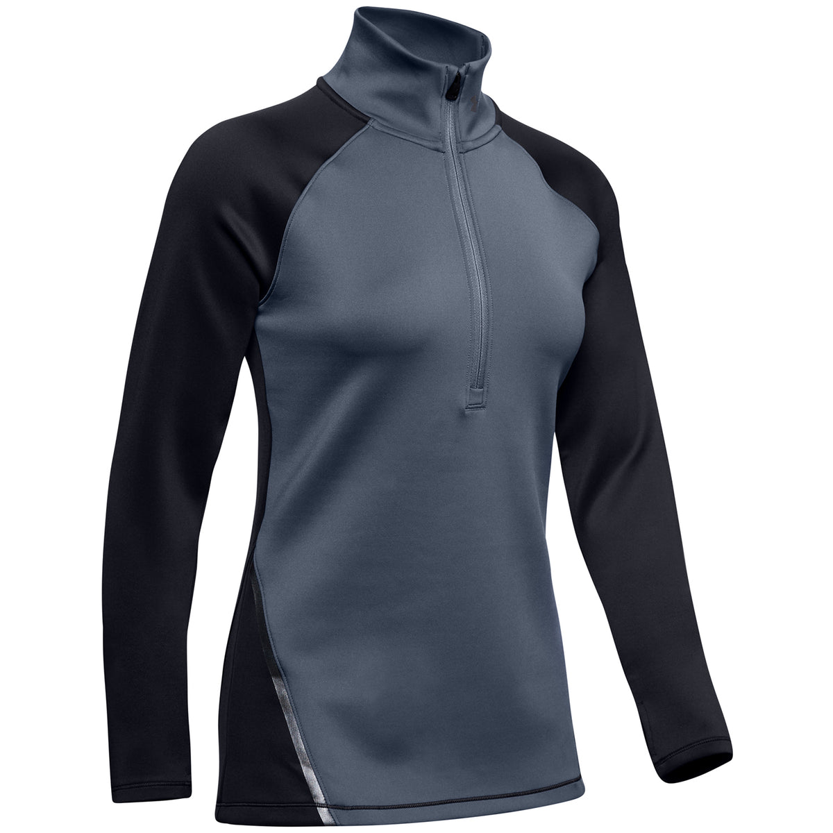 Under Armour ColdGear® Armour 1/2 Zip Colorblock Shirt - Women's Black/Downpour Gray/Tonal