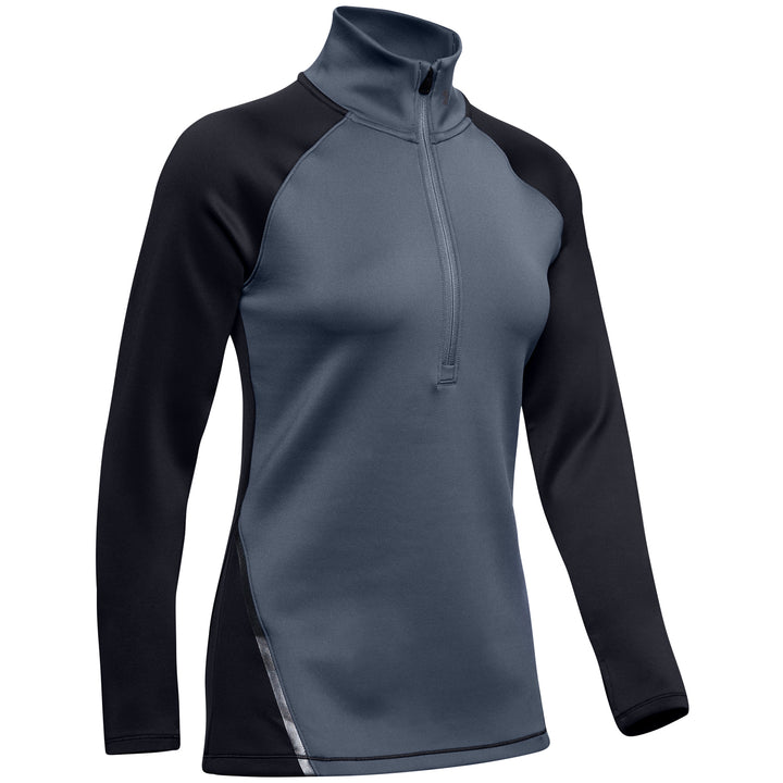 Under Armour ColdGear® Armour 1/2 Zip Colorblock Shirt - Women's Black/Downpour Gray/Tonal