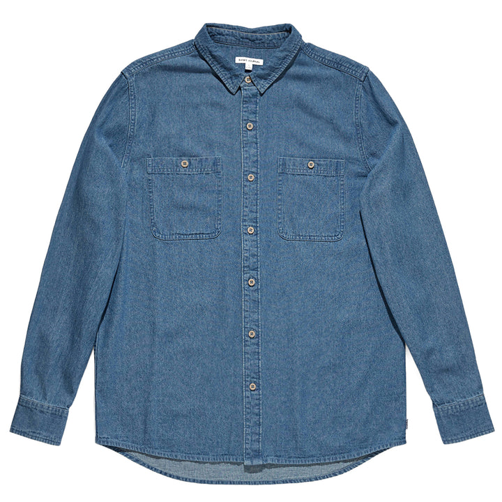 Banks Shadow Long-Sleeve Chambray Shirt Stone Blue