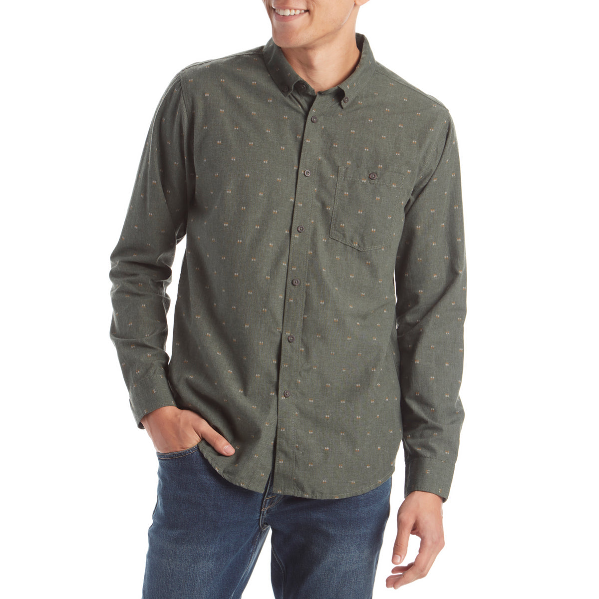 Billabong All Day Jacquard Long-Sleeve Shirt Dark Military