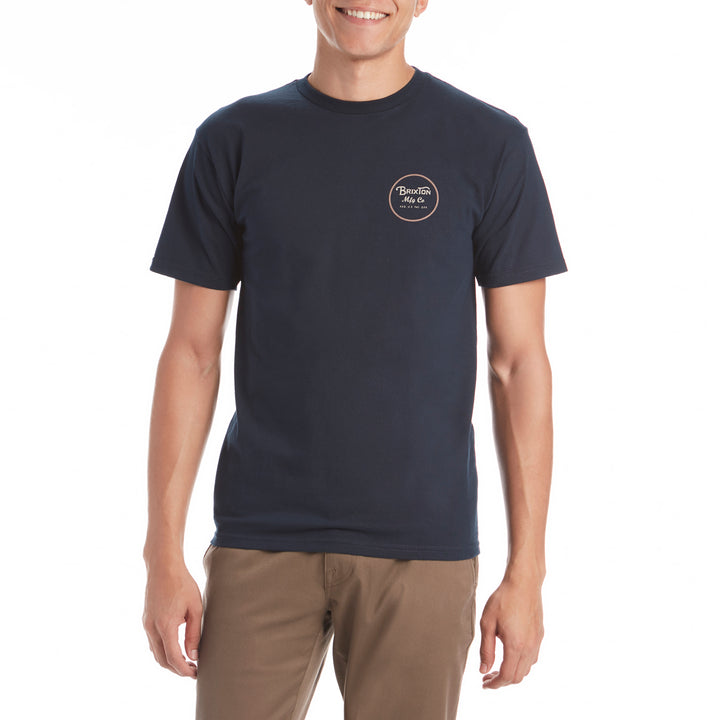 Brixton Wheeler II T-Shirt Navy/Orange