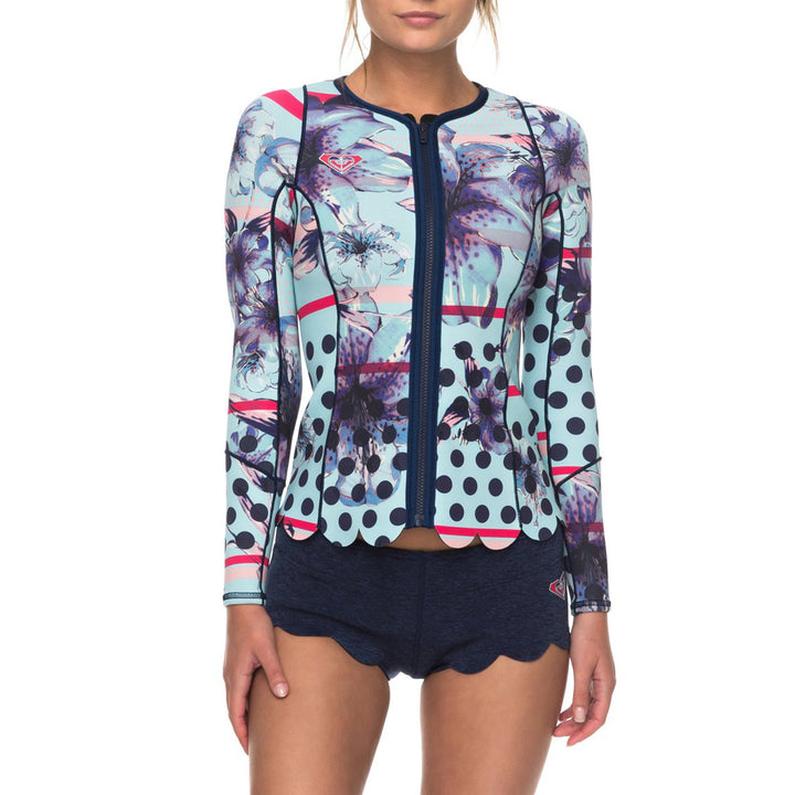 Roxy 1mm Pop Surf Front Zip Scallop Wetsuit Jacket - Women's Navy