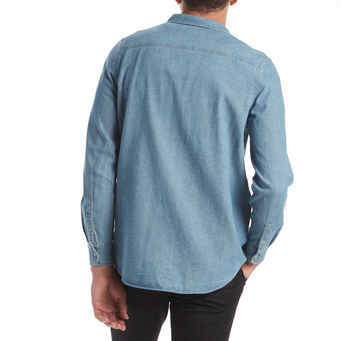 Banks Shadow Long-Sleeve Chambray Shirt Stone Blue