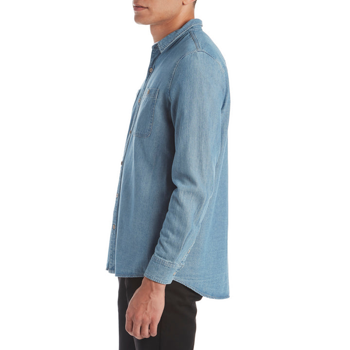 Banks Shadow Long-Sleeve Chambray Shirt Stone Blue