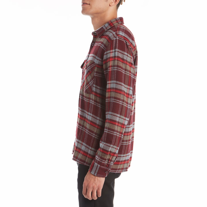 Brixton Archie Long-Sleeve Flannel Shirt Maroon