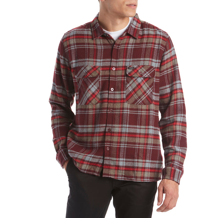 Brixton Archie Long-Sleeve Flannel Shirt Maroon