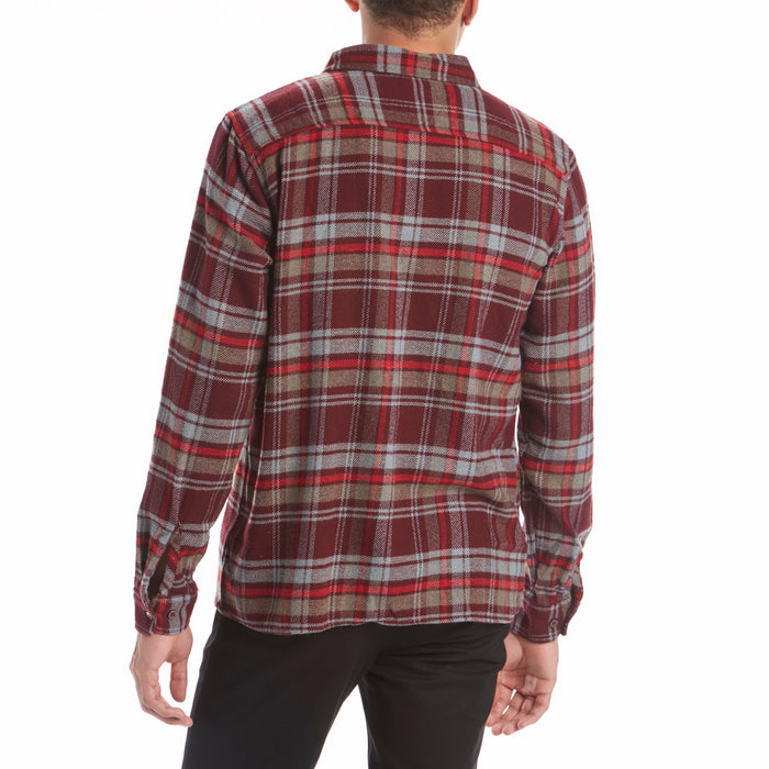 Brixton Archie Long-Sleeve Flannel Shirt Maroon