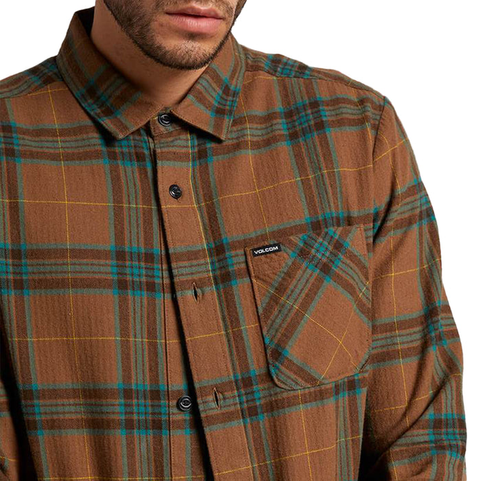Volcom Caden Plaid Long-Sleeve Flannel Shirt Mud