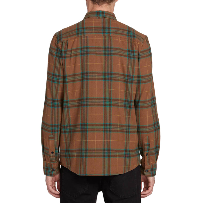 Volcom Caden Plaid Long-Sleeve Flannel Shirt Mud