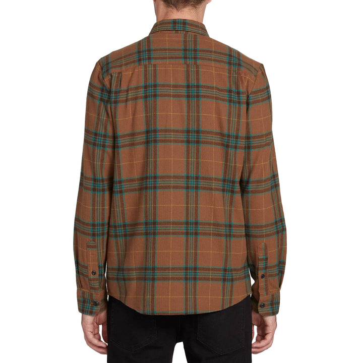 Volcom Caden Plaid Long-Sleeve Flannel Shirt Mud
