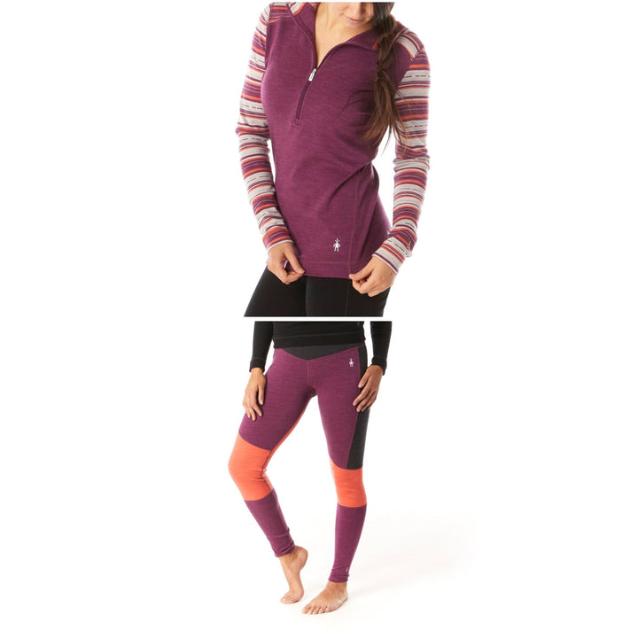 Smartwool Merino 250 Baselayer 1/2 Zip Hoodie + Merino 250 Asym Baselayer Bottoms - Women's