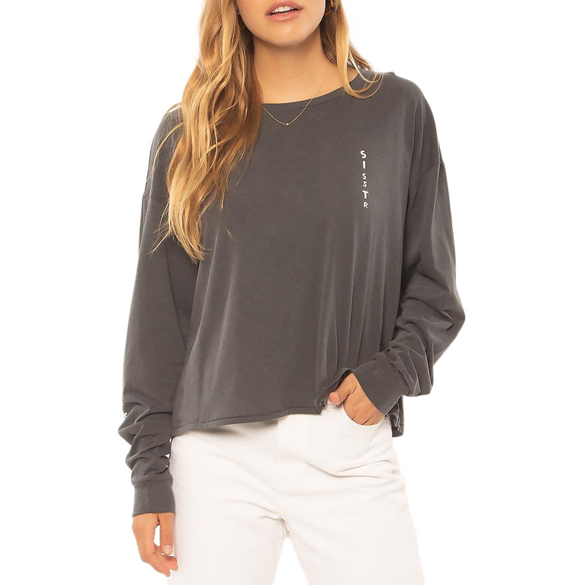 Sisstrevolution Beach Scribble Long-Sleeve T-Shirt - Women's Charcoal