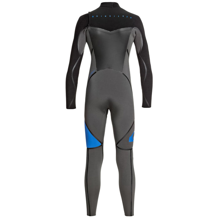 Quiksilver 4/3 Syncro+ Chest Zip Wetsuit - Big Boys' Black/Jet Black/Deep Cyanine