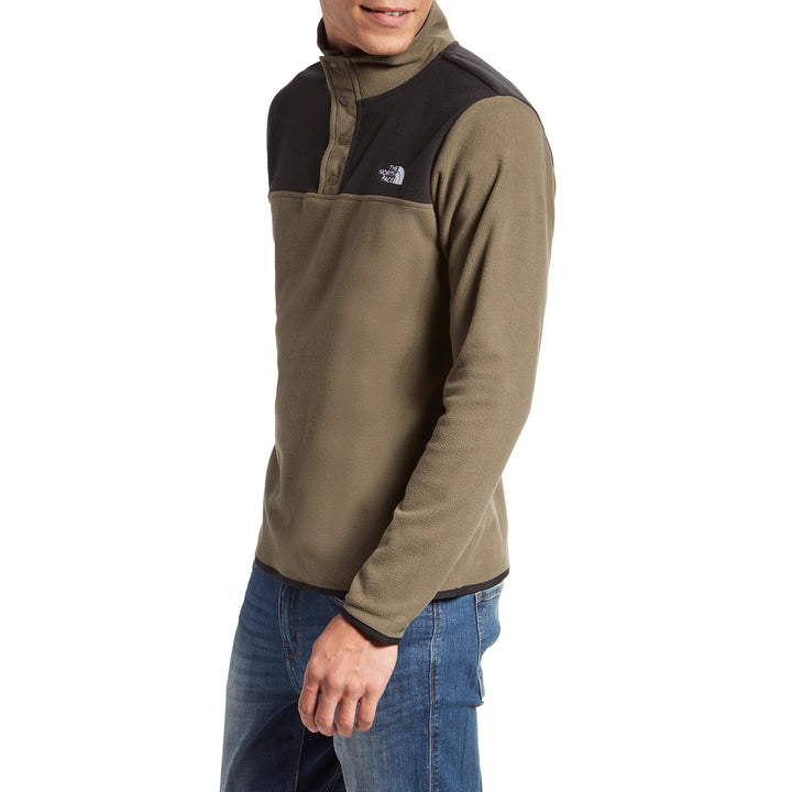The North Face TKA Glacier Snap-Neck Pullover New Taupe Green/Tnf Black