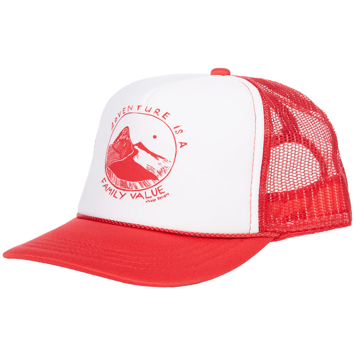 elSage Designs Adventure Is A Family Value Trucker Hat - Little Kids' Red/White