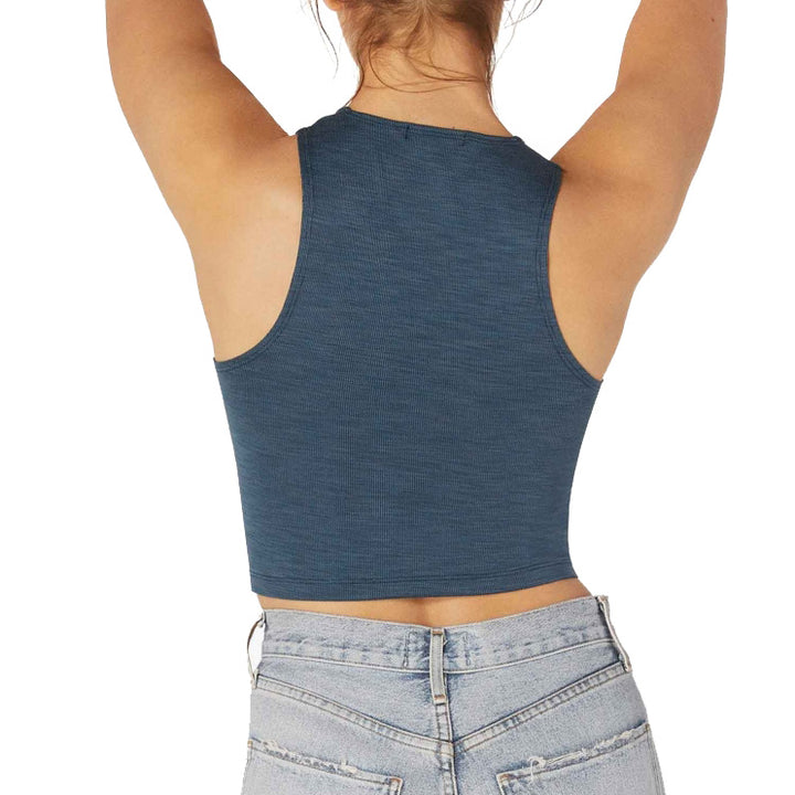 Beyond Yoga Heather Rib Cropped Tank Top - Women's Blue Horizon Heather