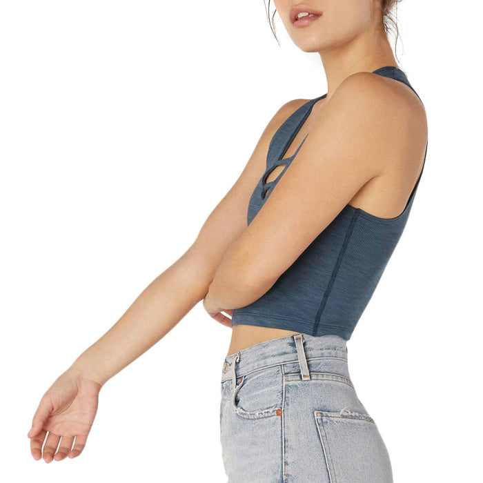 Beyond Yoga Heather Rib Cropped Tank Top - Women's Blue Horizon Heather